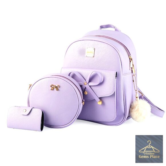 Mini Leather Backpack Set with Crossbody Bag and Purse, 3-Piece main image 4